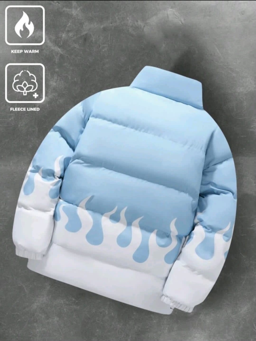 Manfinity Streetrush Manteaux d'hiver pour hommes, Streetrush avec motif de flamme de rue, cadeau pour le petit ami, manteaux d'hiver bleus