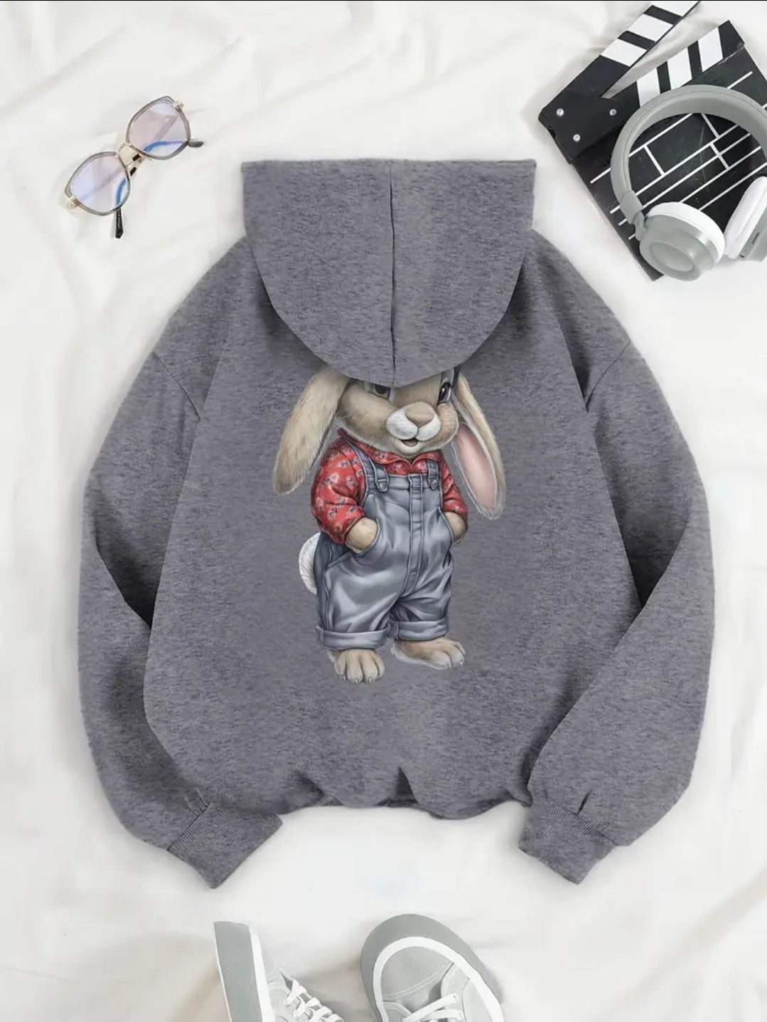 Sweat à Capuche Chic avec Imprimé Lapin Cartoon pour Femme - Polyester Confortable