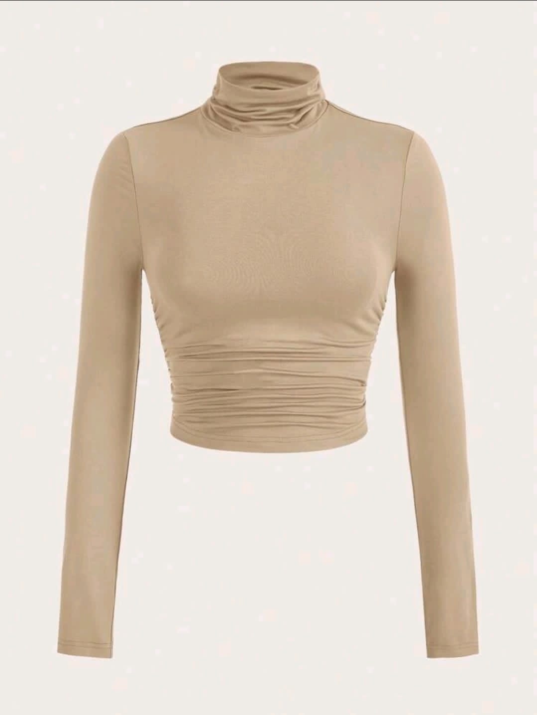 SHEIN EZwear T-shirt court froncé à col haut pour tenues de printemps