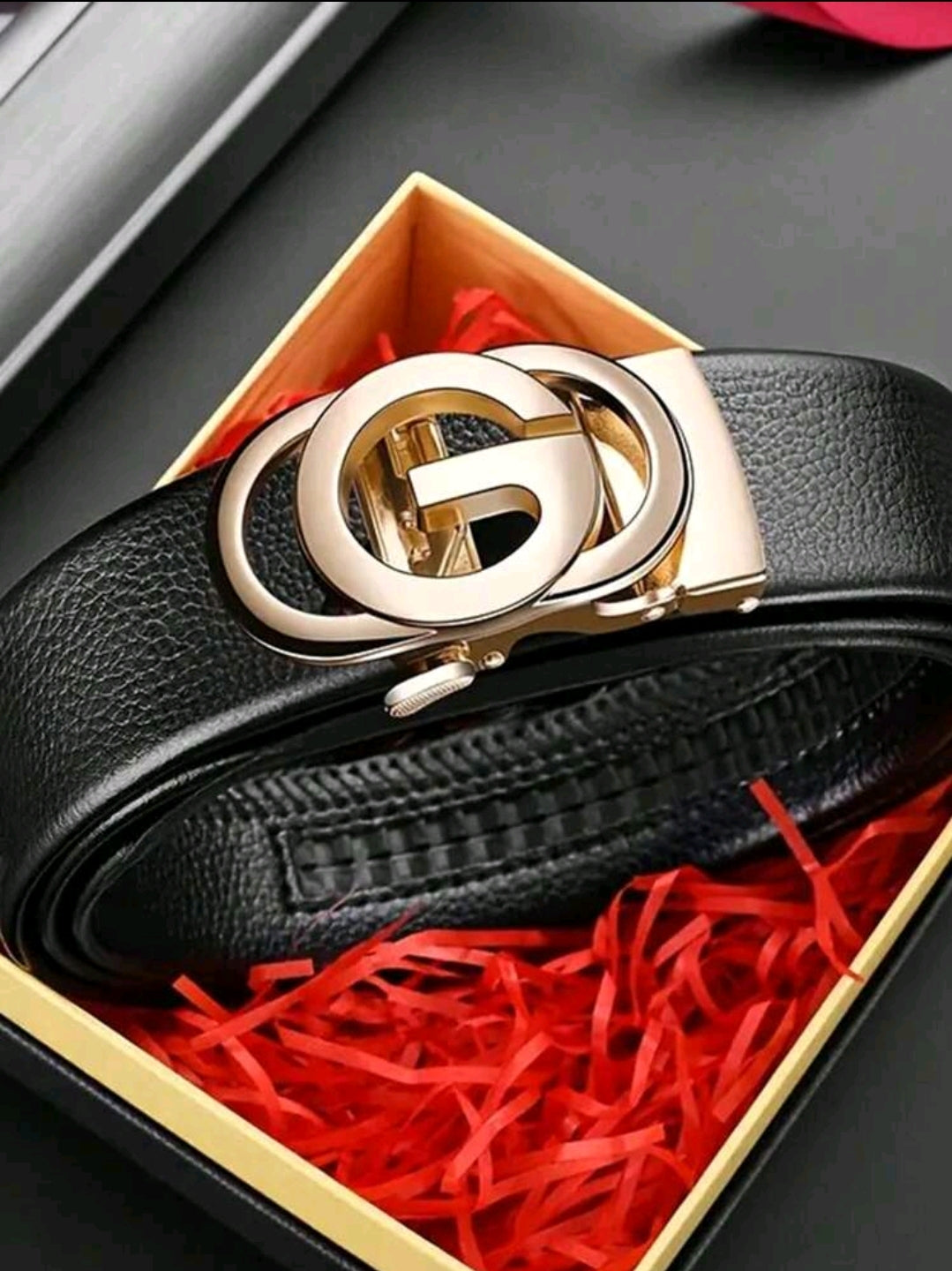 Ceinture pour hommes avec boucle automatique, ceinture avec motif lettre, ceinture mode
