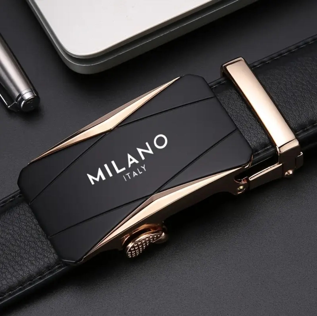 Ceinture Homme en Simili Cuir Mode Milan Italie avec Boucle Automatique Alliage