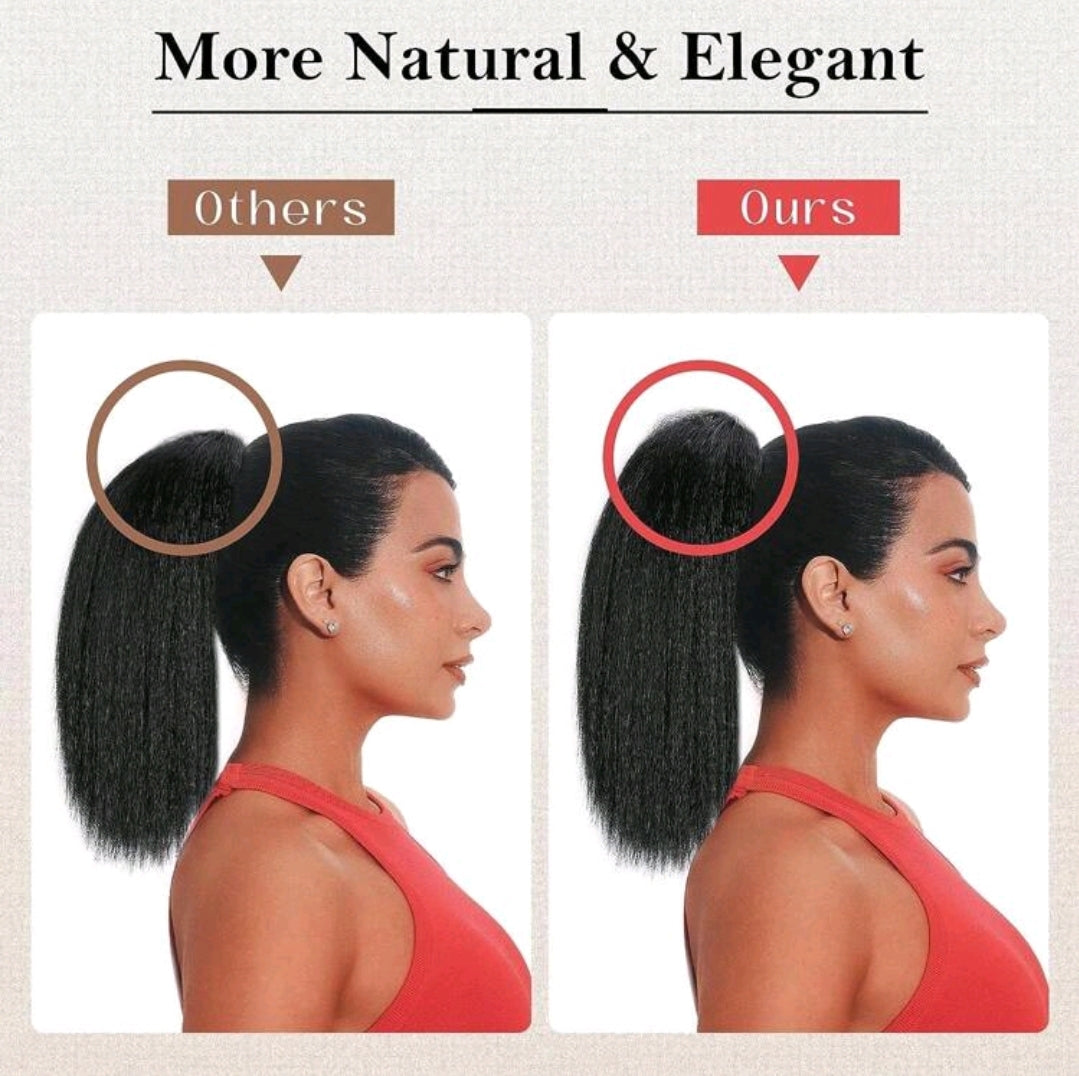 Extensions de queue de cheval de 12 pouces (30,5 cm) avec pince, queue de cheval de texture yaki noire pour femmes, extensions de queue de cheval droite bouclée 28 inch