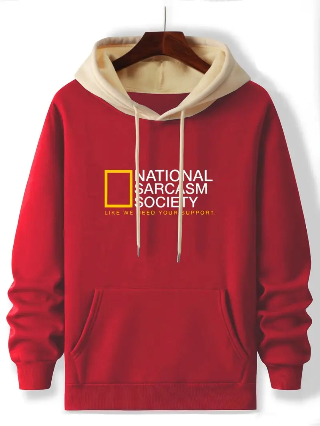 Aventures en Plein Air, Sweat à Capuche Décontracté pour Hommes avec Imprimé Lettres - "NATIONAL SARCASM SOCIETYl"
