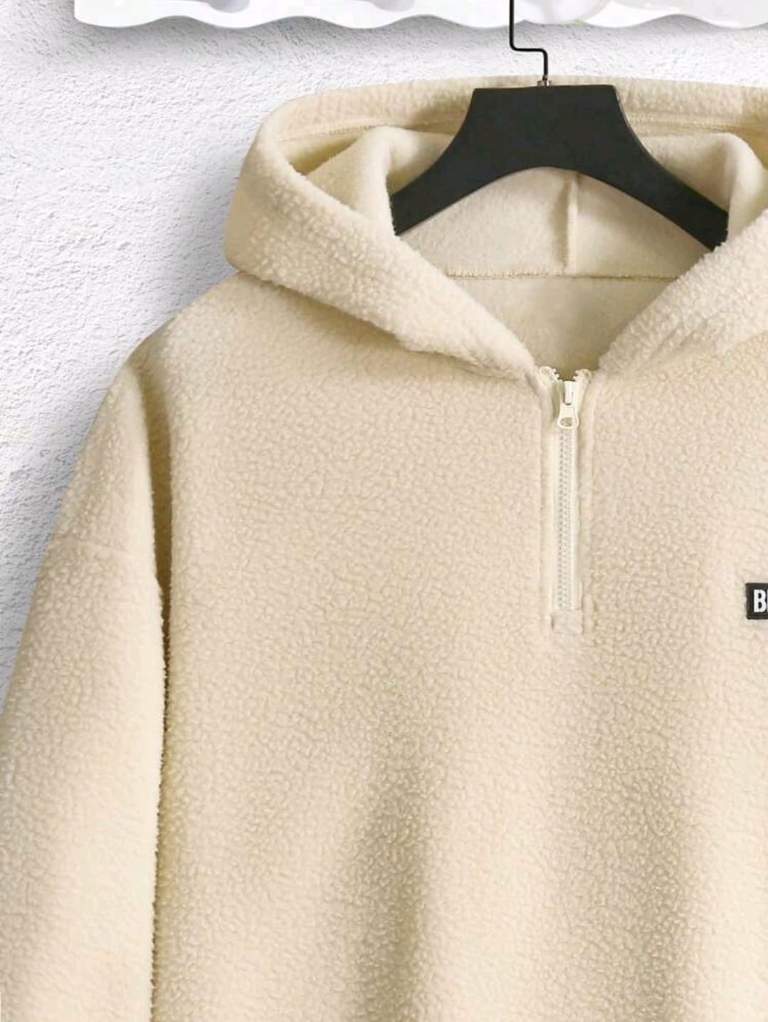 Manfinity Homme Sweat À Capuche En Peluche Pour Hommes, Avec Demi-fermeture Éclair, Lettre Brodée Et Épaule Tombante