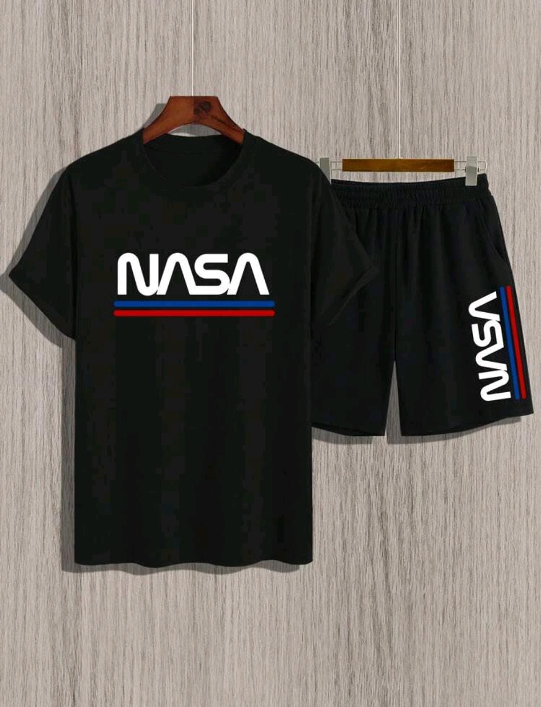 Manfinity Homme Ensemble t-shirt décontracté à manches courtes avec graphiques de lettres et short taille élastique style urbain