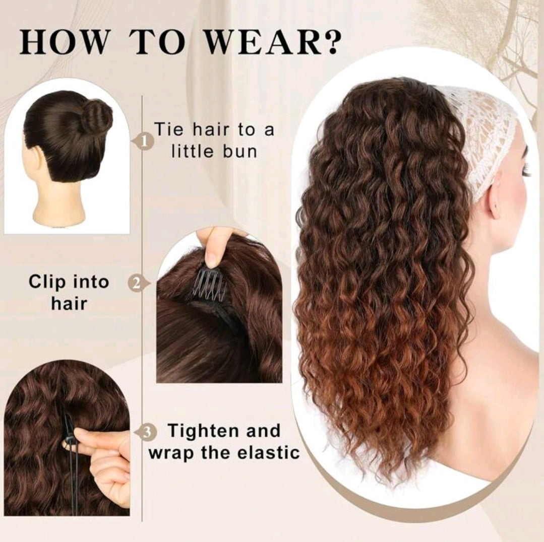 Extension de queue de cheval, extension de queue de cheval bouclée à cordon pour femmes, extensions de cheveux synthétiques noirs naturels 4# , 18 inch