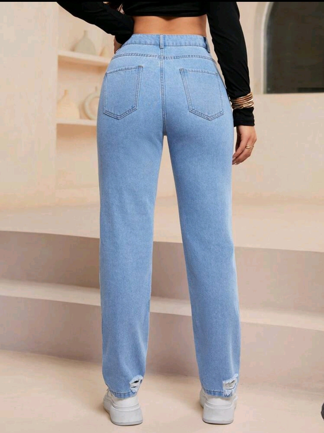 Jeans casual, fuselés et délavés avec poches pour femmes