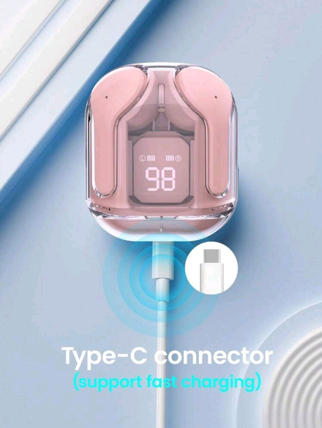 Casques de jeu de sport sans fil Tws Earbuds réduction de bruit Écouteurs micro-casques avec affichage LED Écouteurs transparents HiFi Sport sans fil TWS Écouteurs annulation de bruit universelle pour tous les téléphones portables Écouteurs sans fil HiFi