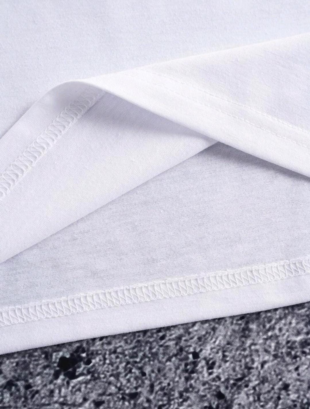 Manfinity Dauomo T-shirt casual à manches courtes col rond avec impression de lettres pour hommes