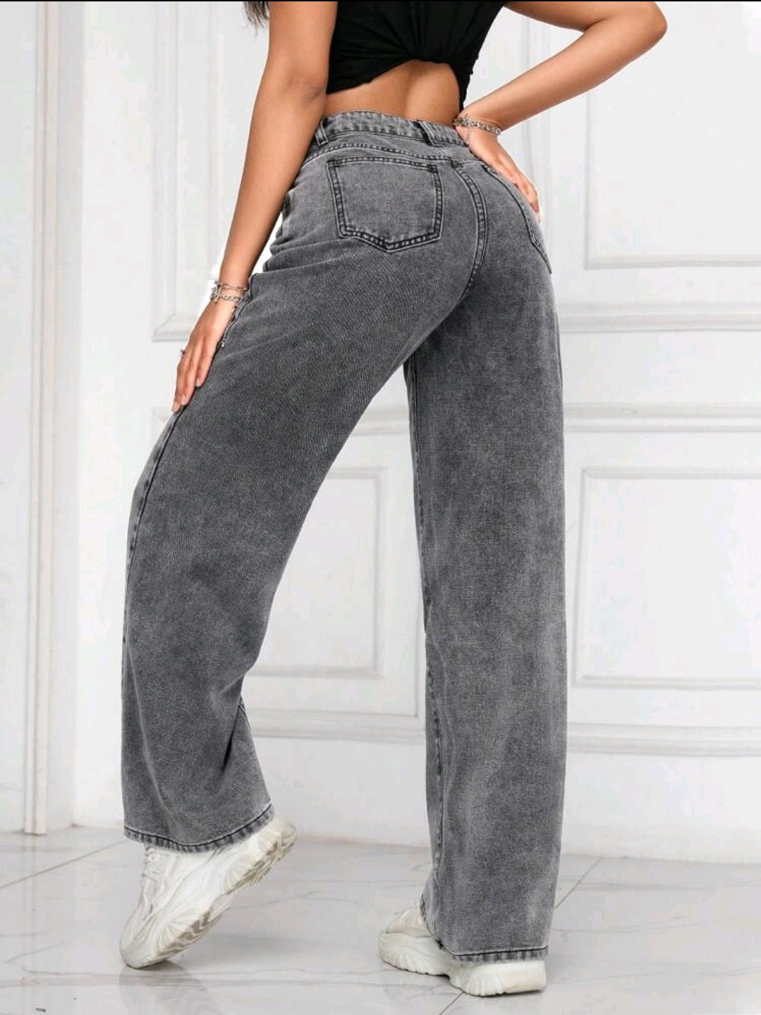 PETITE Jeans droits délavés décontractés et relaxés pour femmes