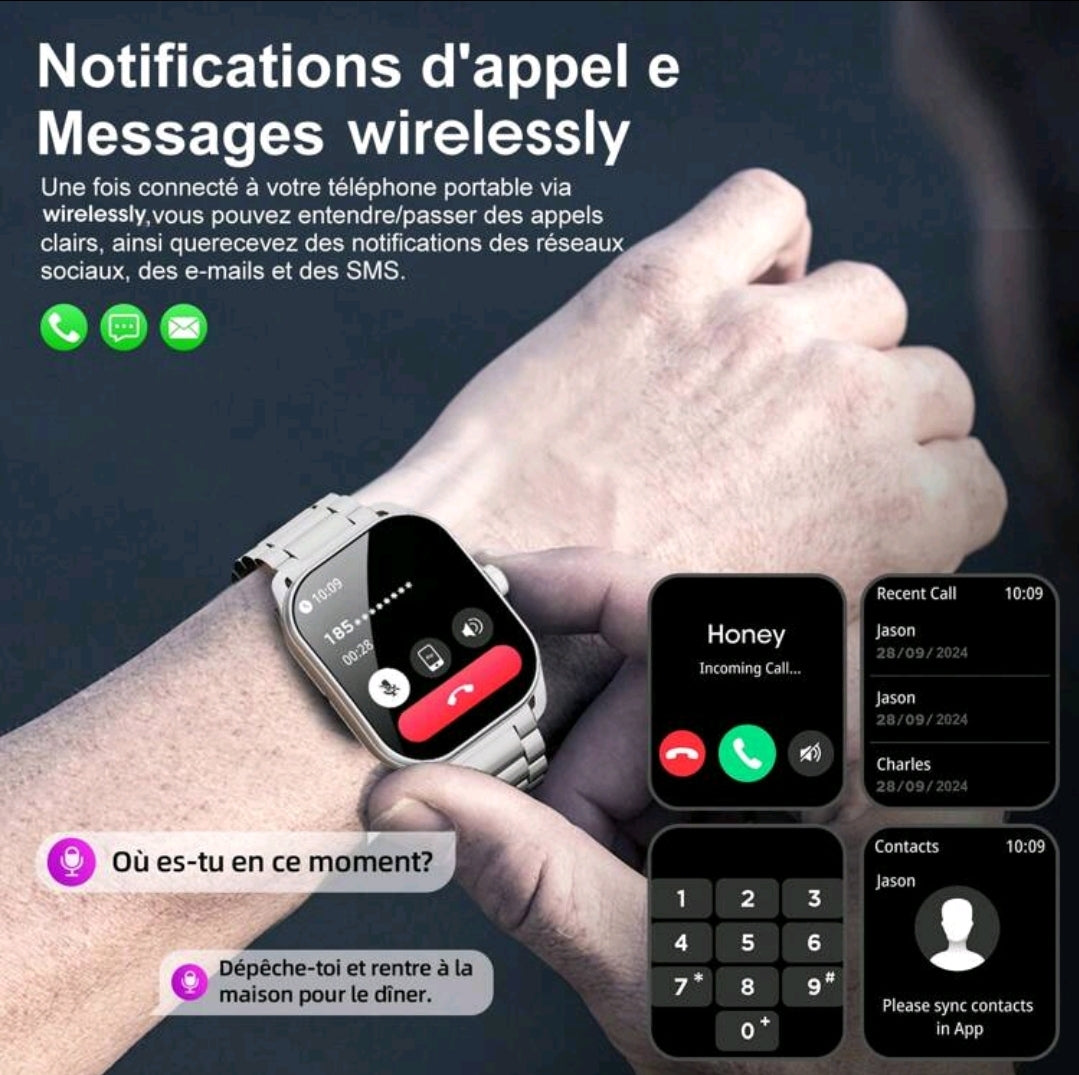 Hwagol Montre connectée pour hommes (répondre/passer des appels), smartwatch pour hommes
