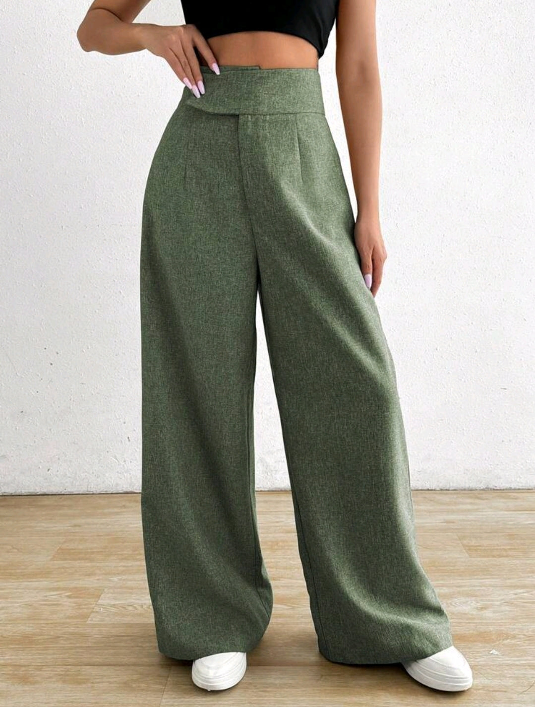 Rafferiza 1 pièce Pantalon casual ample asymétrique à la taille pour femmes