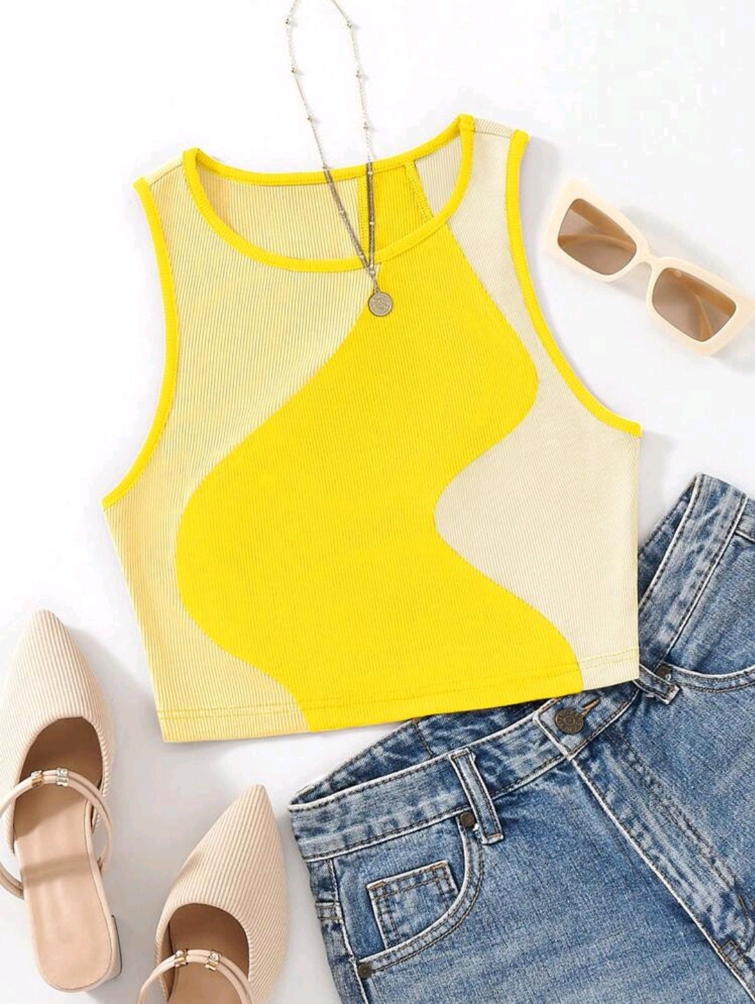 Flirla Top sans manches à blocs de couleurs