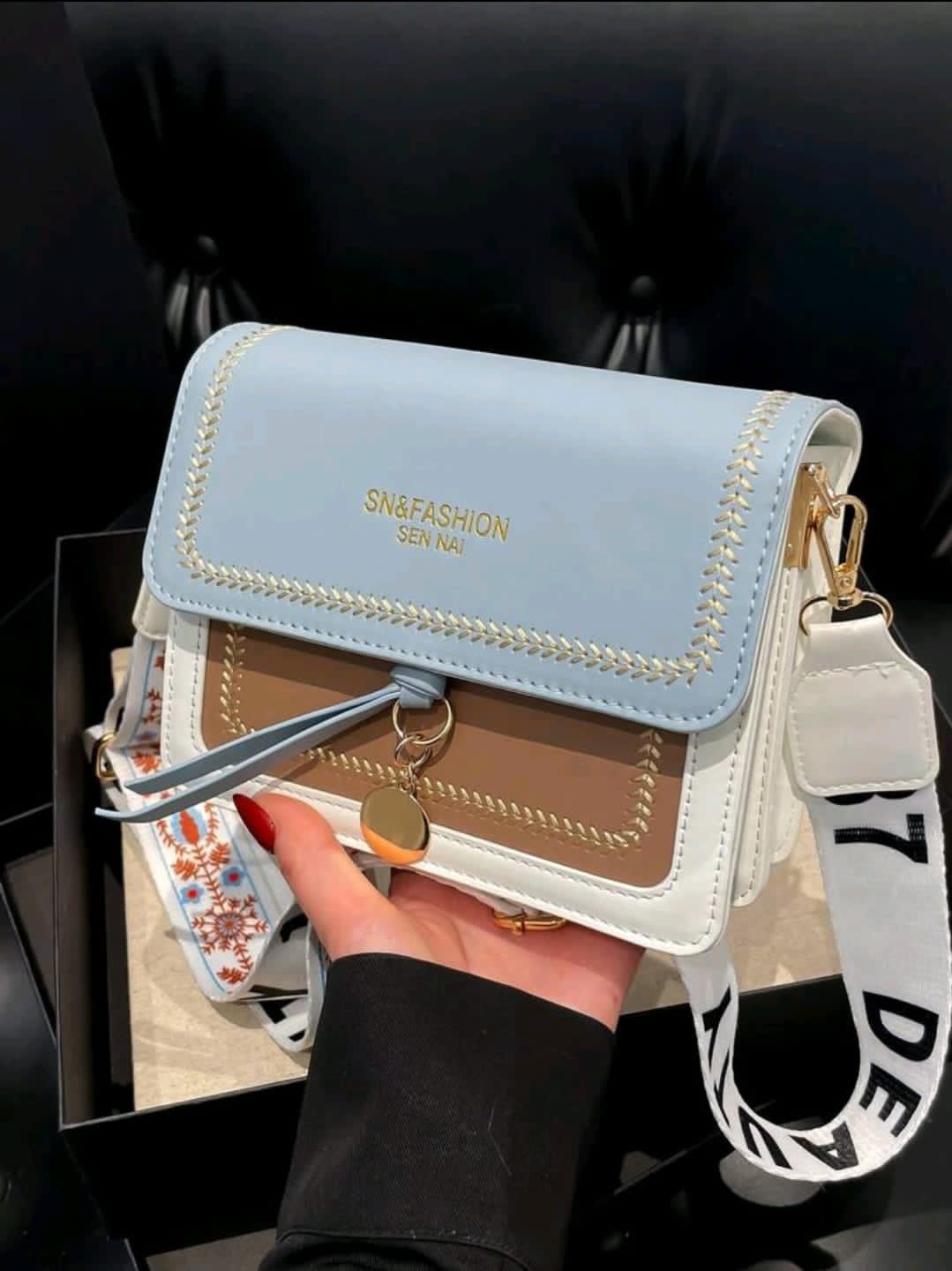 Sac à la mode pour femmes, sac bandoulière polyvalent et nouveau, décontracté, bicolore, petit sac carré