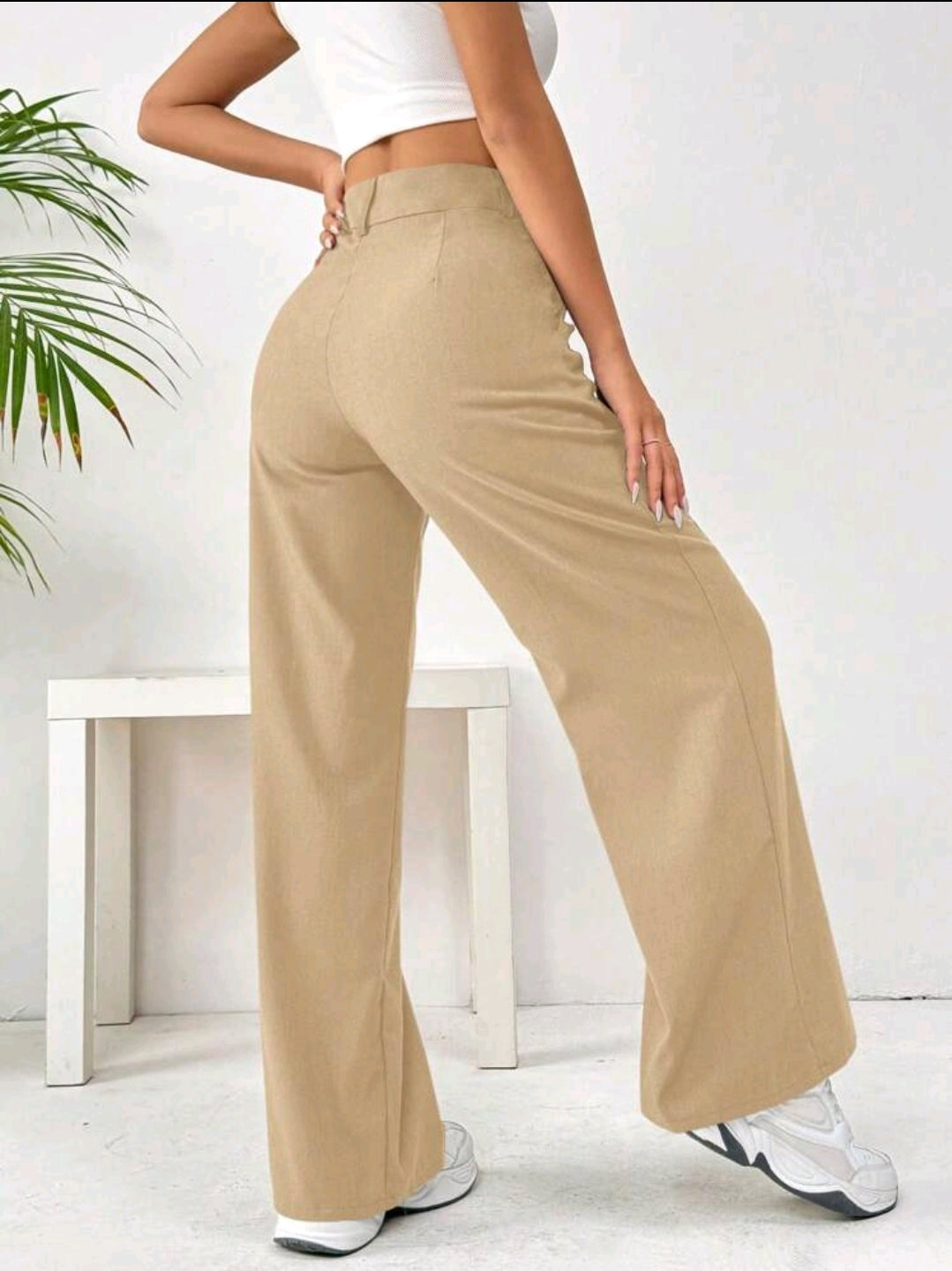 Flirla Pantalon à poches boutonnées à l'avant, tenue décontractée pour la vie quotidienne