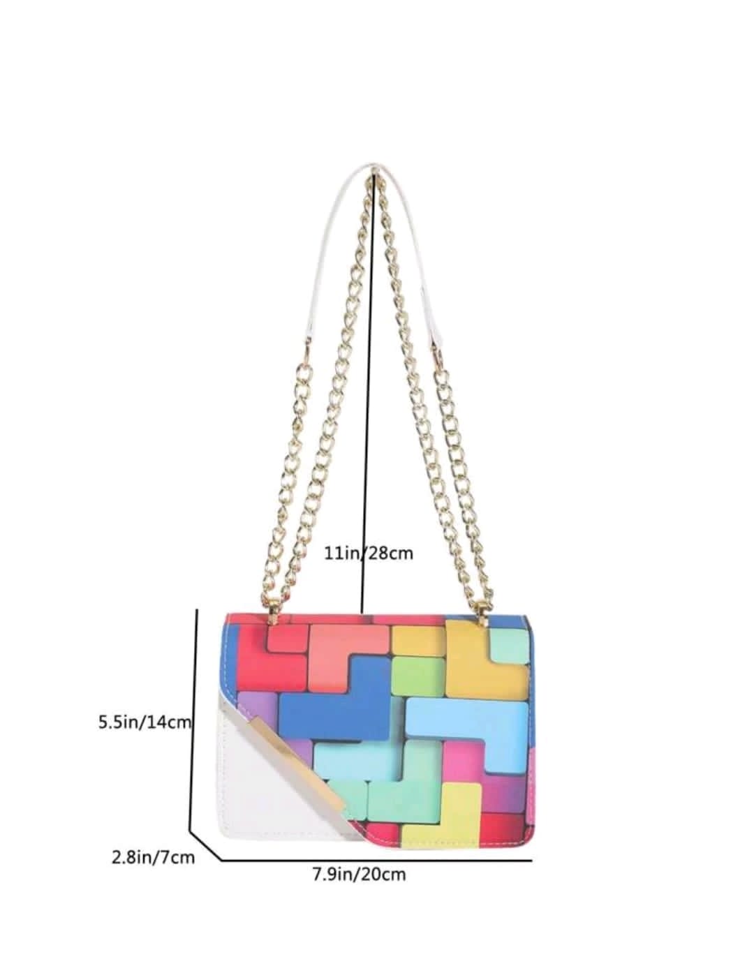 Mini sac à dos mode à carreaux avec surpiqûre contrastée diagonale, sangle à chaîne métallique