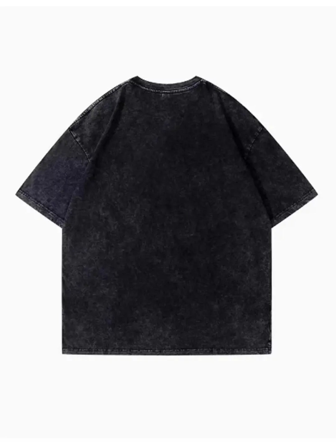 T-shirt graphique "Shaun" d'inspiration anime pour hommes de grande taille - Coton lavé noir
