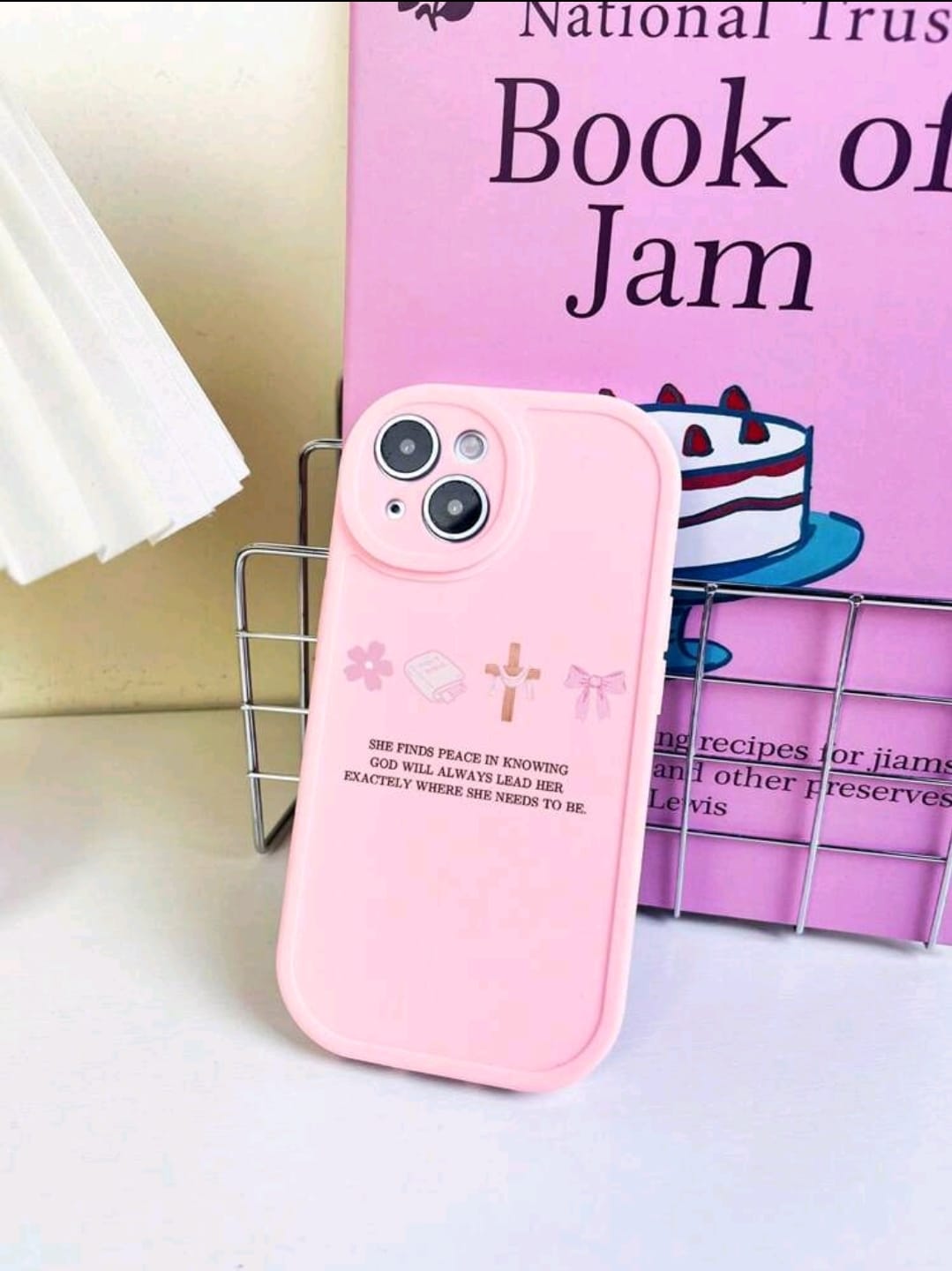 Étui de téléphone imprimé avec croix, verset biblique, slogan; étui de téléphone avec motif de papillon et de fleur; étui de téléphone thème foi chrétienne, protection 360°, antichoc TPU, étuis de téléphone roses, compatible avec iPhone et samsung galaxy