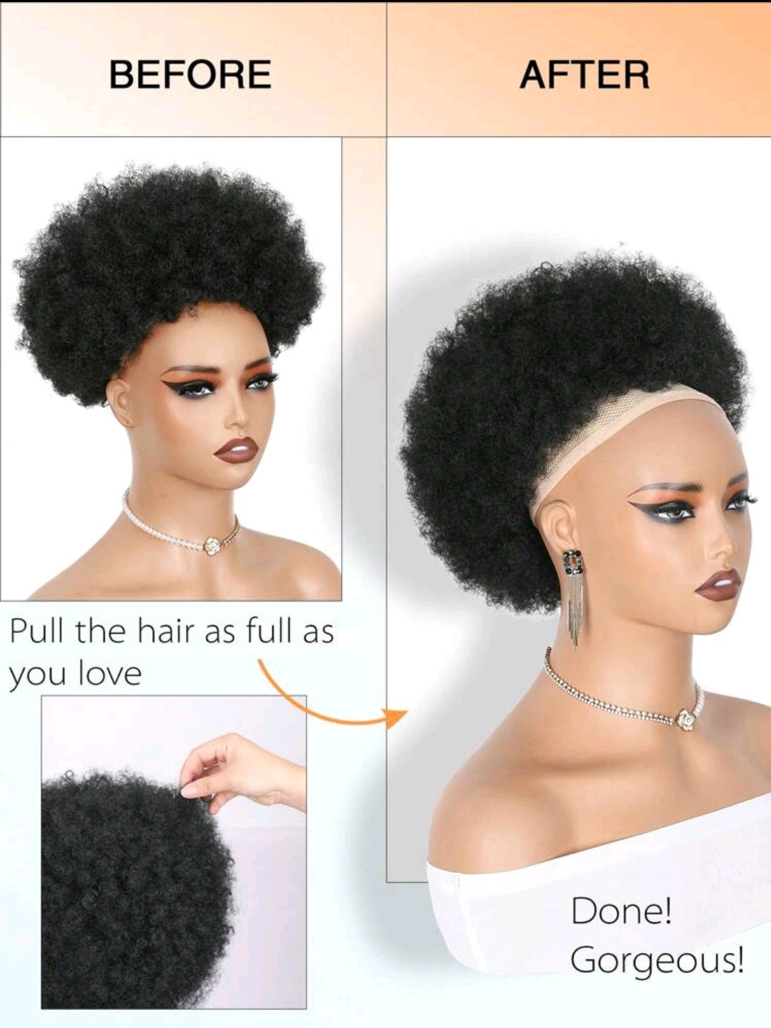 Extensions de queue de cheval à cordon avec chignon à cheveux frisés afros de 8/10/12 pouces. Utilisables au quotidien, pour les fêtes, Halloween, le cosplay