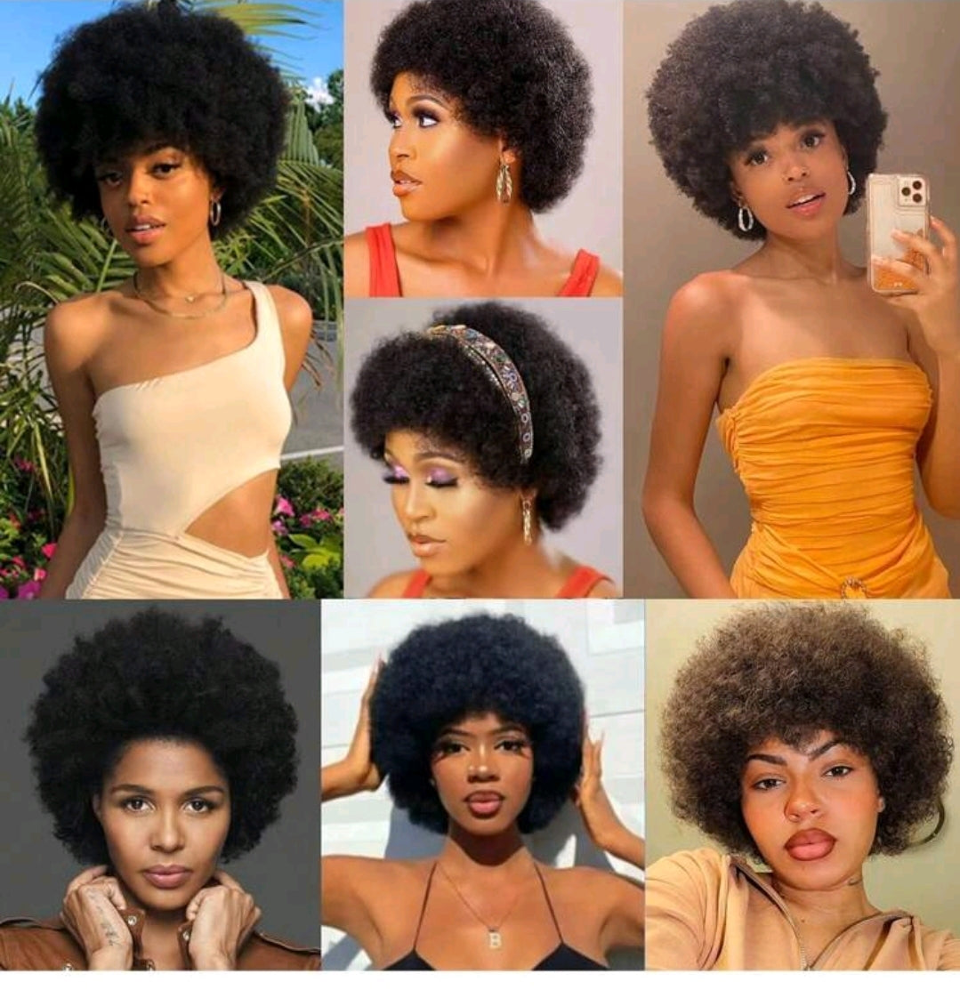 Perruques afro pour femmes, 100% cheveux humains, douces et moelleuses, sans colle. Perruques afro courtes en cheveux humains pour femmes, frisées kinky des années 70,