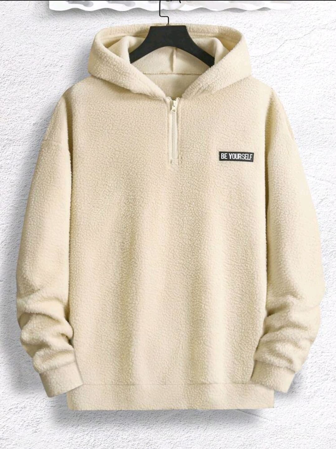 Manfinity Homme Sweat À Capuche En Peluche Pour Hommes, Avec Demi-fermeture Éclair, Lettre Brodée Et Épaule Tombante