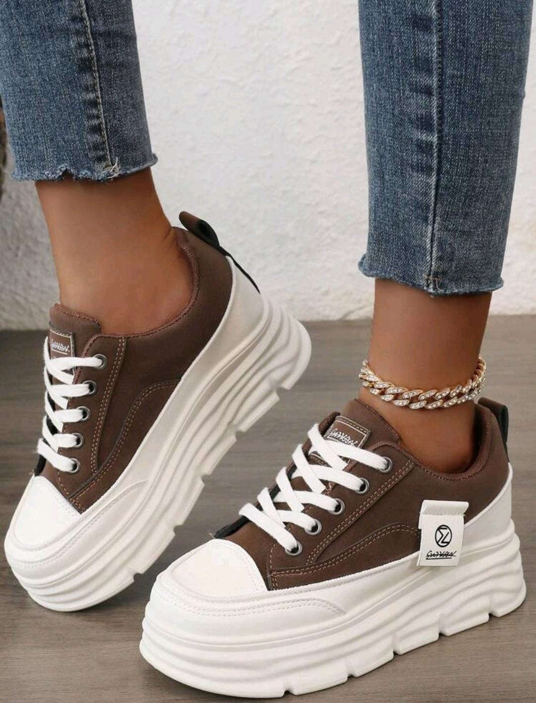 Nouvelles Baskets décontractées en canevas à semelle compensée et épaisse pour femmes