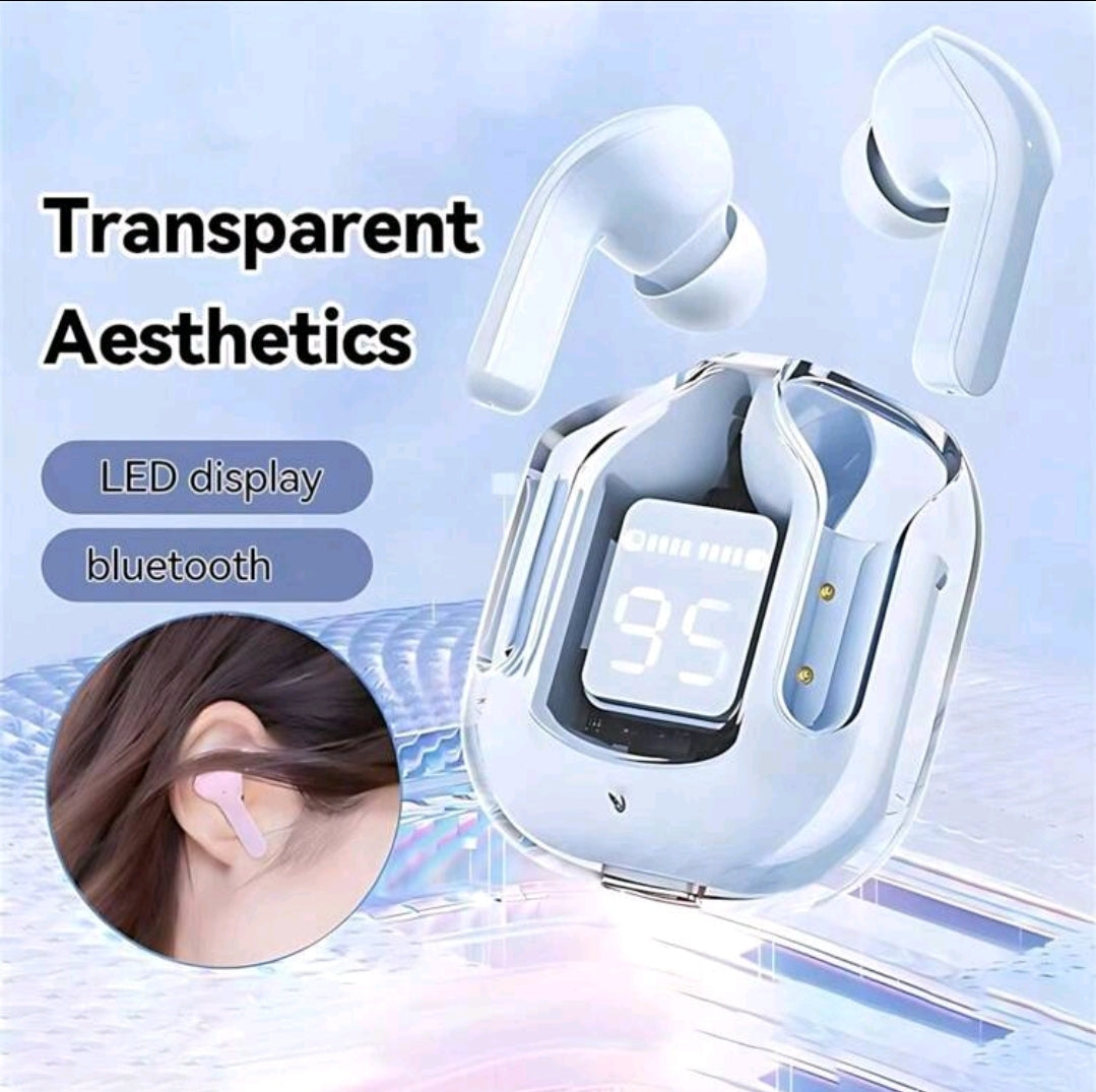 Casques de jeu de sport sans fil Tws Earbuds réduction de bruit Écouteurs micro-casques avec affichage LED Écouteurs transparents HiFi Sport sans fil TWS Écouteurs annulation de bruit universelle pour tous les téléphones portables Écouteurs sans fil HiFi