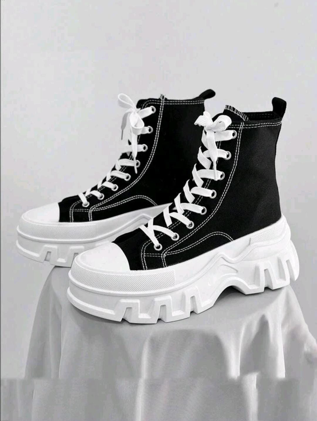 Baskets montantes en canevas casual pour hommes grandes tailles, chaussures de couple