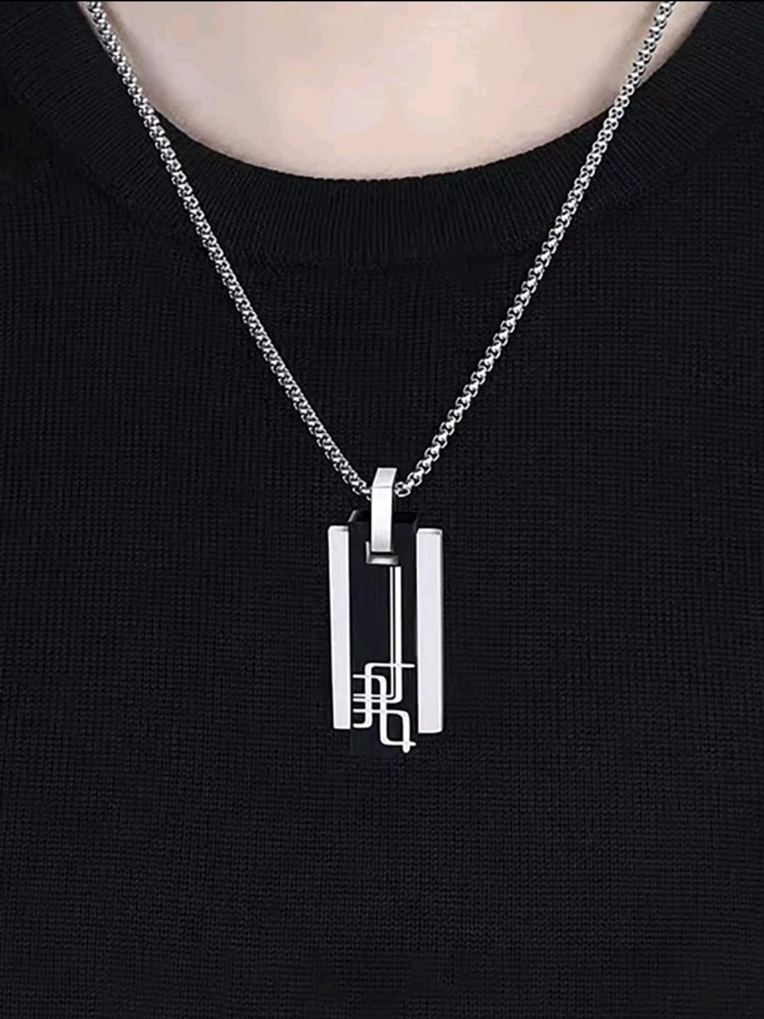 À La Mode Et Populaire Homme À Breloque Géométrique Collier En Acier Inoxydable punk Hip Hop Style Pour Bijou Cadeau Et Pour A Élégant Look