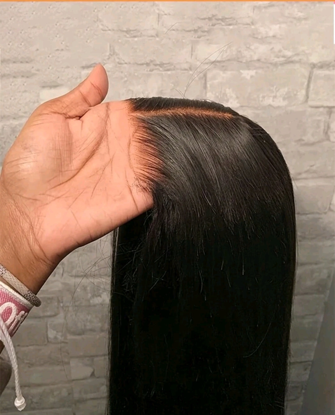 Perruque de cheveux humains lace transparente sans colle 5x5 droite, pré-épilée, densité de 150%, pour femmes 20inch