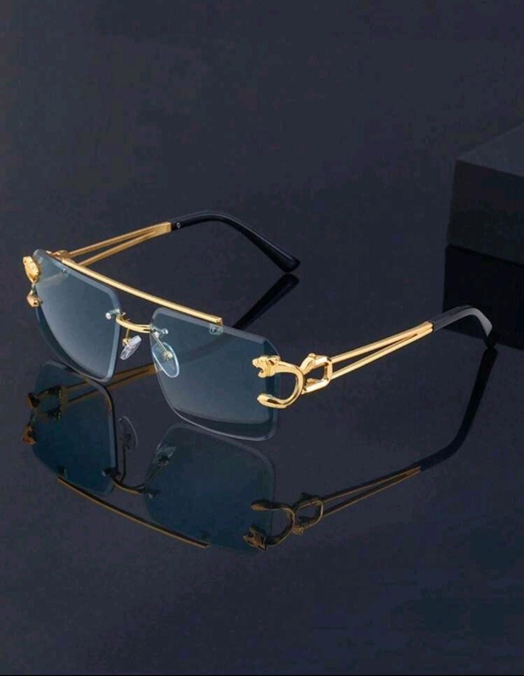 1 paire de lunettes sans monture en métal à la mode pour hommes avec motif léopard
