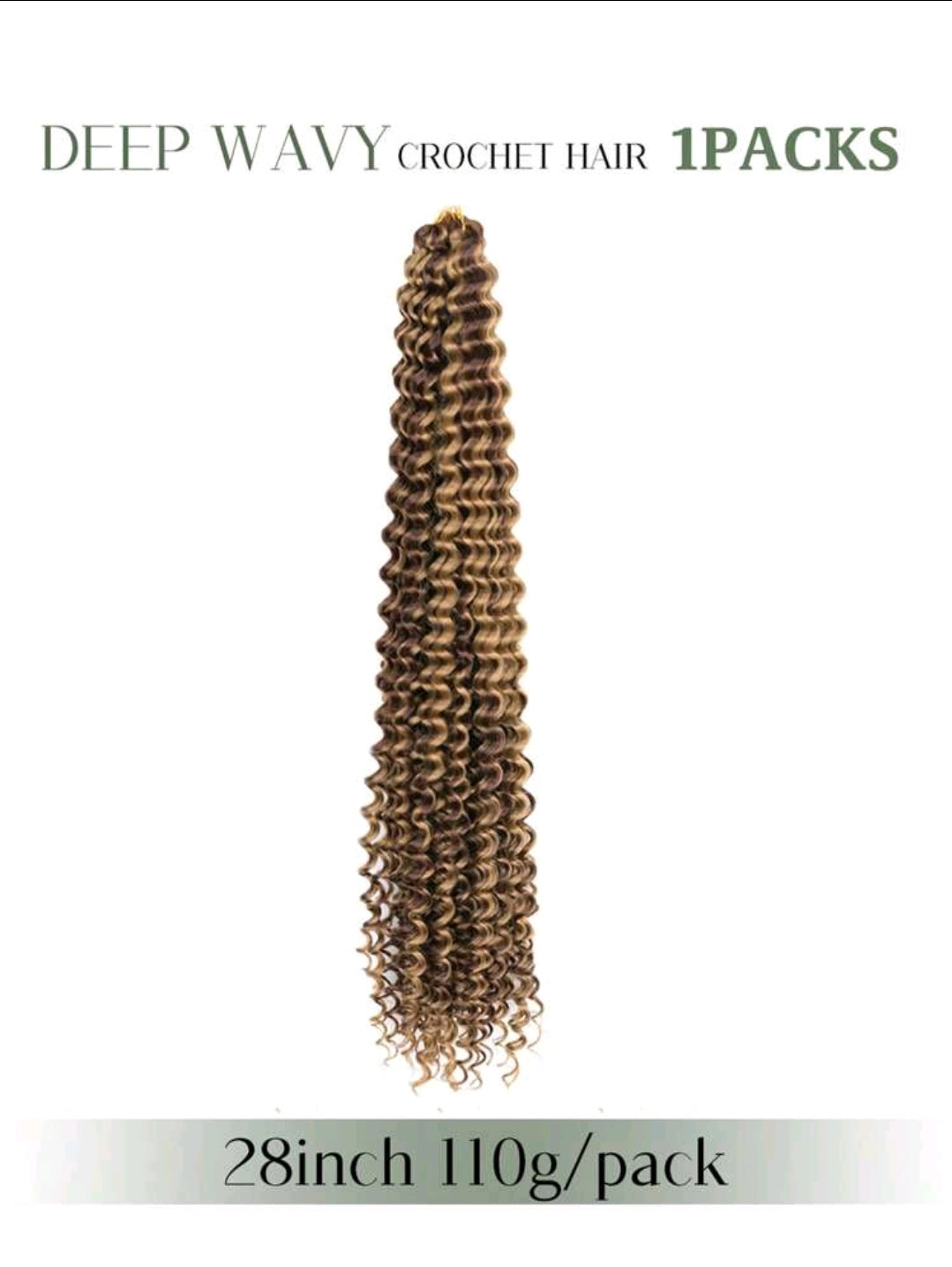 Cheveux tressés à vague profonde longue de 28 pouces, cheveux de tressage à vague océanique au crochet, cheveux bouclés