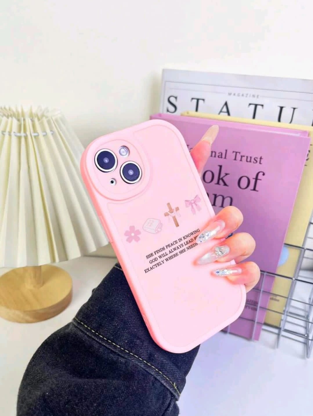 Étui de téléphone imprimé avec croix, verset biblique, slogan; étui de téléphone avec motif de papillon et de fleur; étui de téléphone thème foi chrétienne, protection 360°, antichoc TPU, étuis de téléphone roses, compatible avec iPhone et samsung galaxy