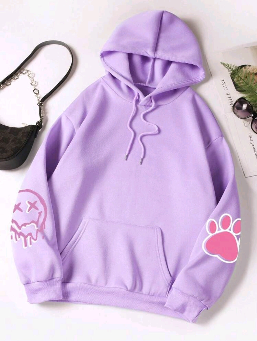 INAWLY Sweat-shirt à capuche en polaire imprimé de dessins animés avec cordon de serrage pour femmes