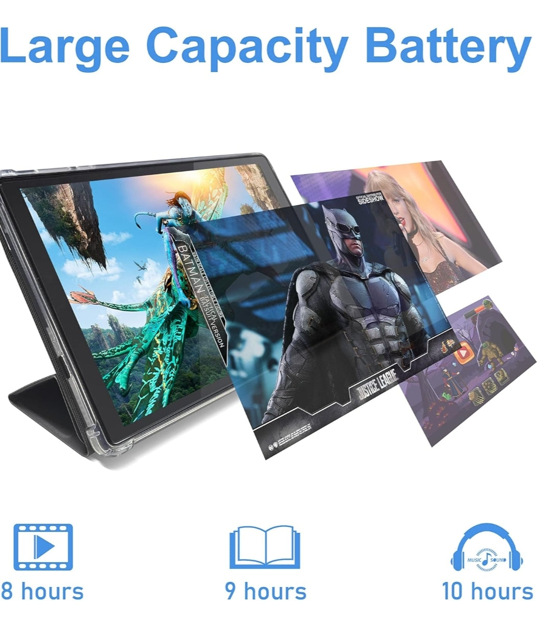 Tablette Android 13, 10 pouces avec étui de protection, processeur quad-core, caméra frontale 5 MP et caméra arrière 8 MP, tablette Bluetooth IPS 5000 mAh, tablette WiFi (A20 4 Go + 32 Go)