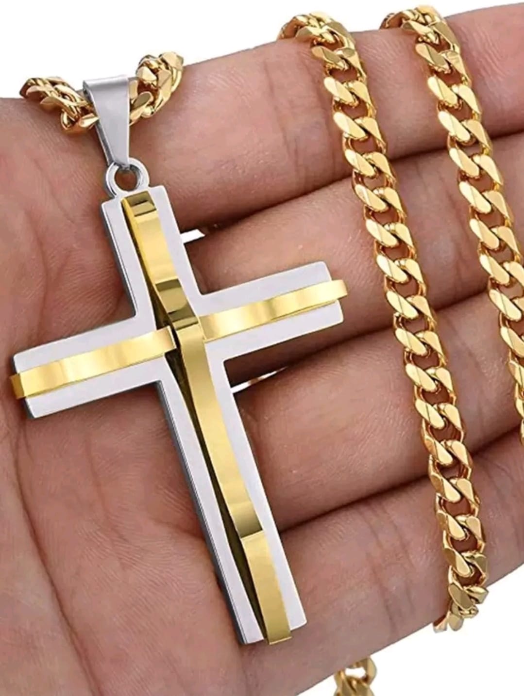 1 pièce Argent En Acier Inoxydable À Pendentif Croix Collier Pour Hommes Et Femmes , Pour Bijou Cadeau Et Fête