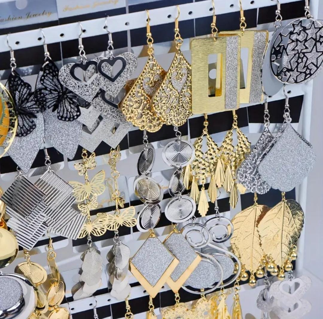 20 Paires/Ensemble de Boucles d'Oreilles Pendentif Feuille Circulaire Géométrique Bohème Rétro