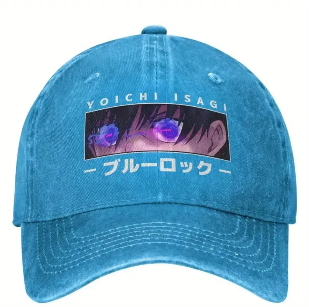 2025 Nouvelle Casquette de Baseball avec Yeux Isagi Yoichi - Lavage Distressé Vintage Réglable, Chapeau de Sport Extérieur Unisexe pour Hommes et Femmes