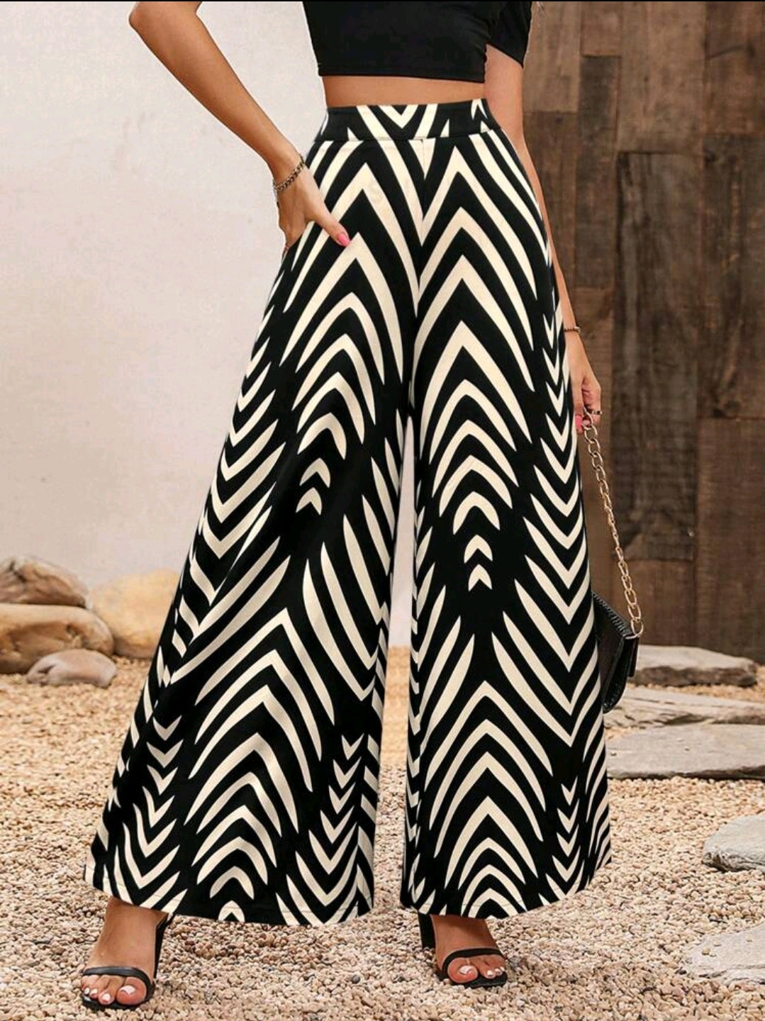 Rafferiza Pantalon À Jambes Larges Et Couleur Bloquée Pour Femmes Avec Nœud Papillon