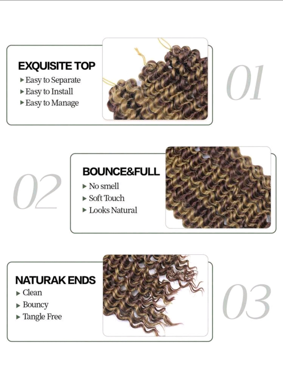 Cheveux tressés à vague profonde longue de 28 pouces, cheveux de tressage à vague océanique au crochet, cheveux bouclés