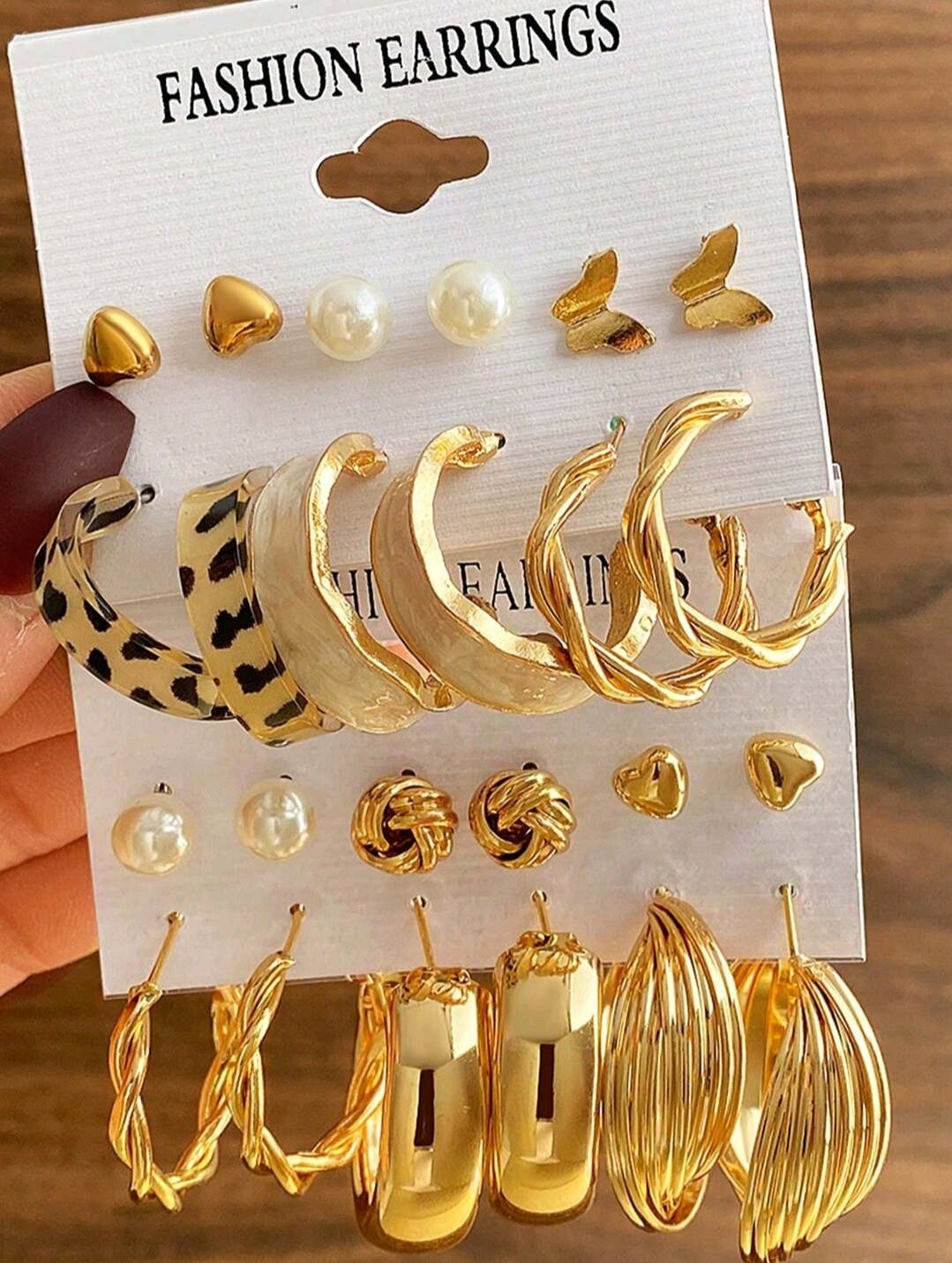6 à 12 paires de nouveaux ensembles cadeaux d'boucles d'oreilles minimalistes en forme de cœur et d'anneau en C avec perle
