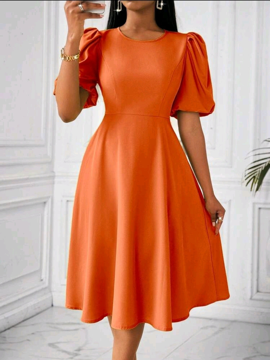 Lyxana Robe verte longue à manches bouffantes et évasée taillée pour femmes, tenue maxi pour femmes au printemps/été