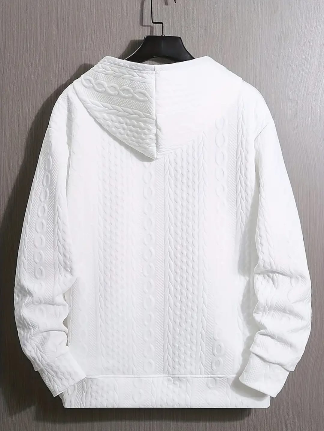 Sweat à capuche en polyester pour homme - Couleur unie, manches longues,