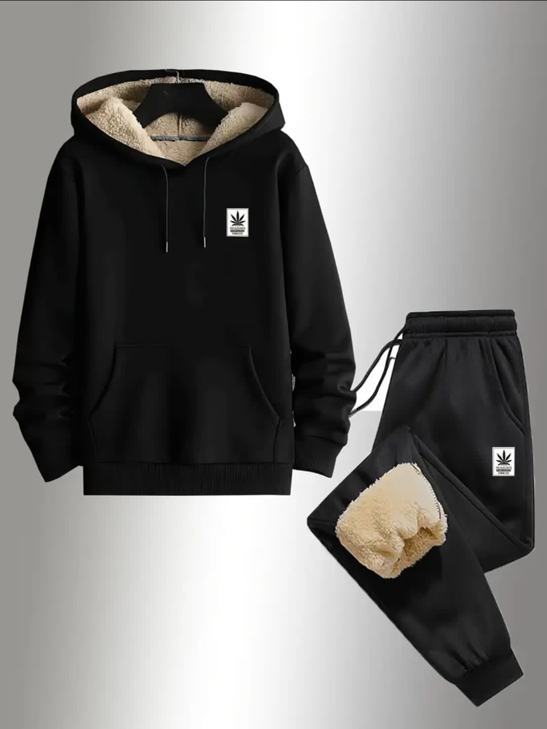 1 ensemble de veste à capuche et de pantalon de survêtement en polyester