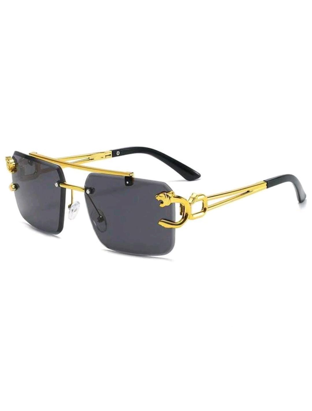 1 paire de lunettes sans monture en métal à la mode pour hommes avec motif léopard