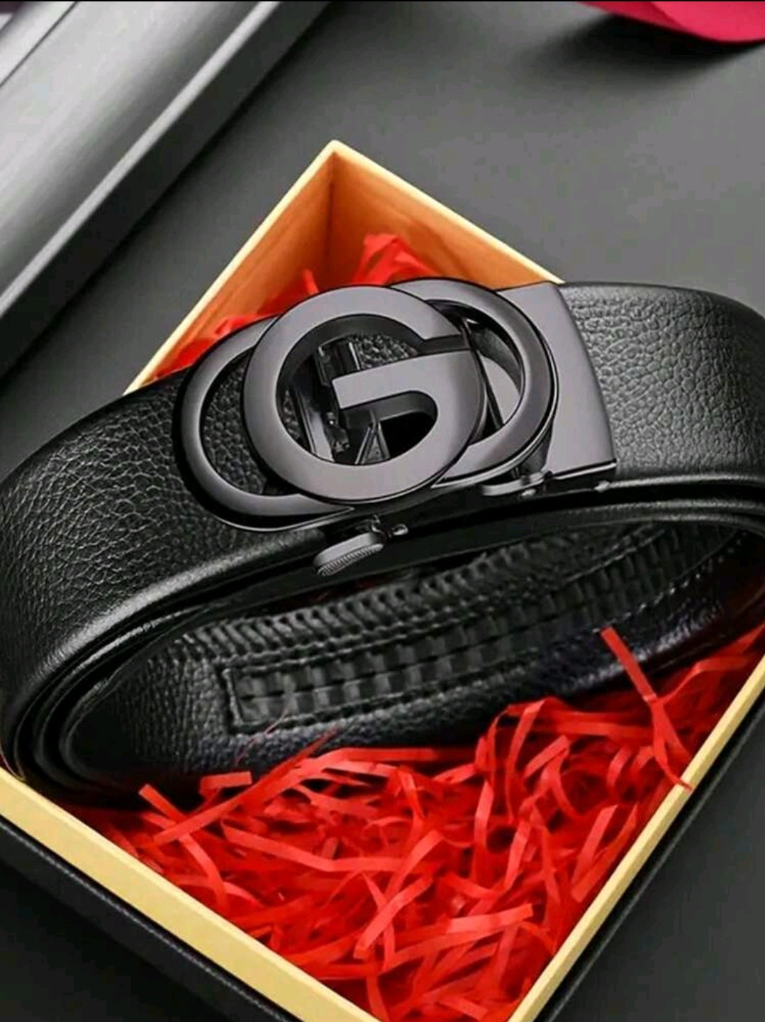 Ceinture pour hommes avec boucle automatique, ceinture avec motif lettre, ceinture mode