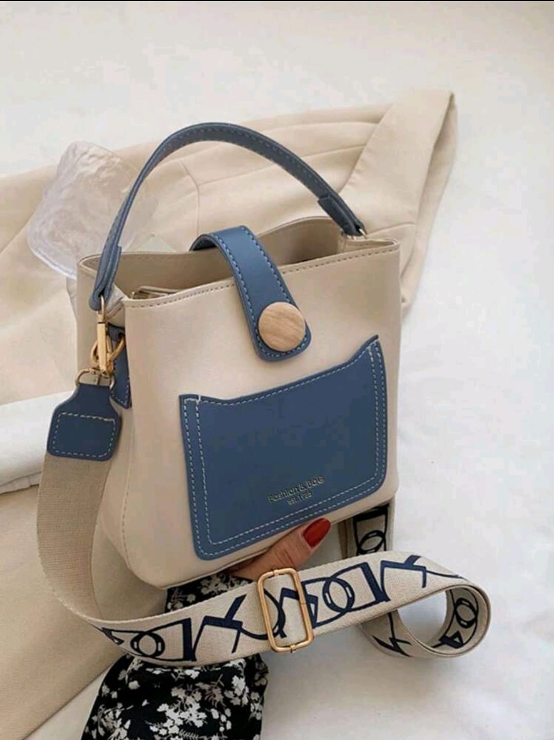Mini Bicolore En Relief De Lettre Cartable Grande Capacité Décontracté Sac Porté Épaule en PU Zippé