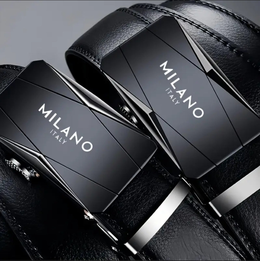 Ceinture Homme en Simili Cuir Mode Milan Italie avec Boucle Automatique Alliage