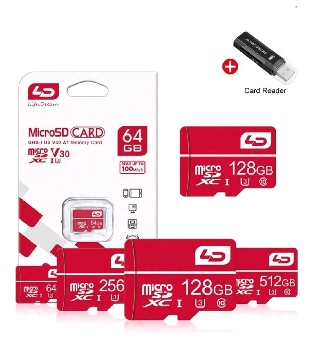 LD Carte Mémoire Ld Micro Sd Tf, 4 Go, 8 Go, 16 Go, 32 Go, 64 Go, 128 Go, 256 Go, 512 Go Sdxc/sdhc Mini Sd Card Class 10 Tf Flash Mini Sd Card + Lecteur De Carte Usb2.0