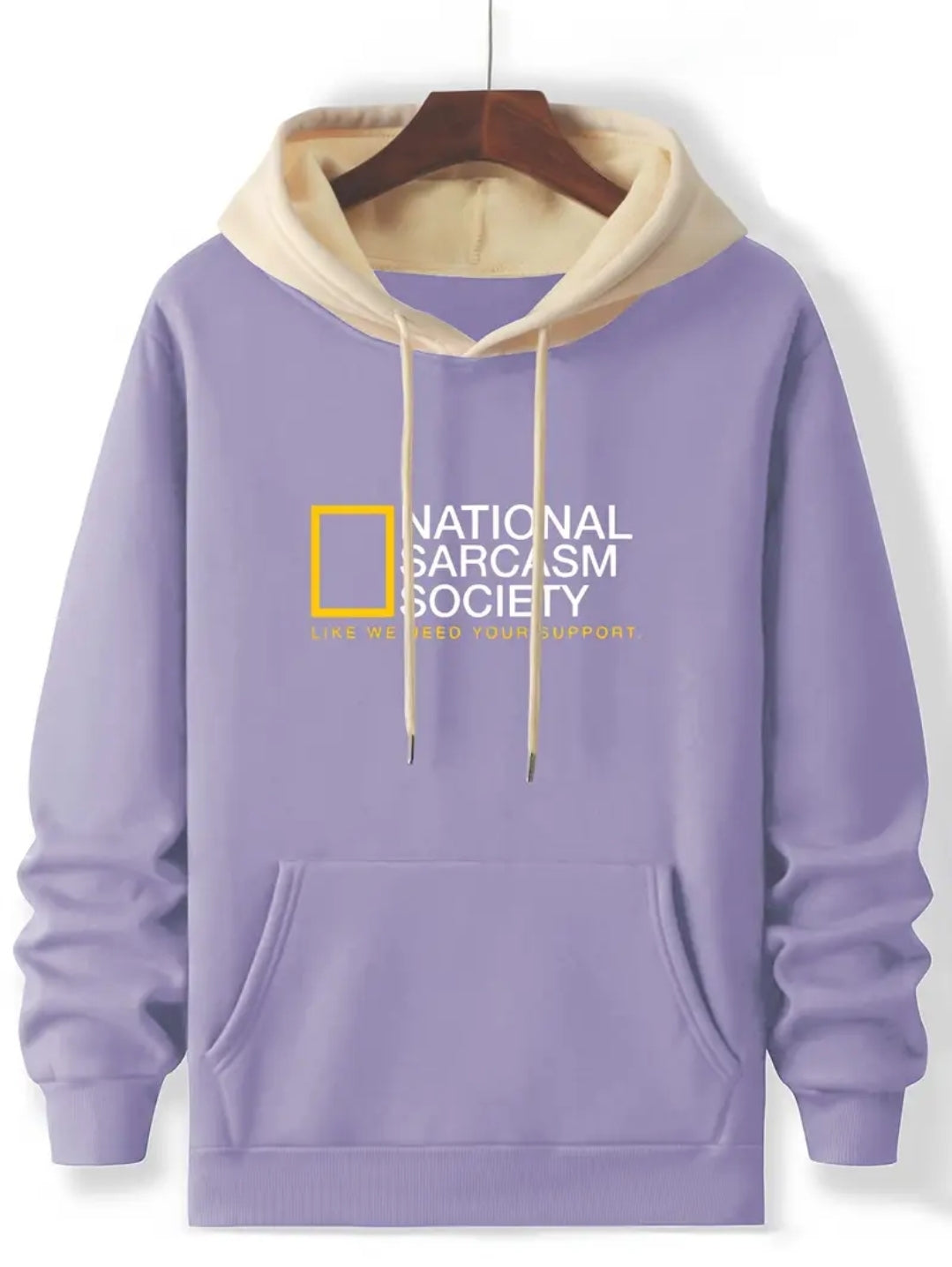 Aventures en Plein Air, Sweat à Capuche Décontracté pour Hommes avec Imprimé Lettres - "NATIONAL SARCASM SOCIETYl"